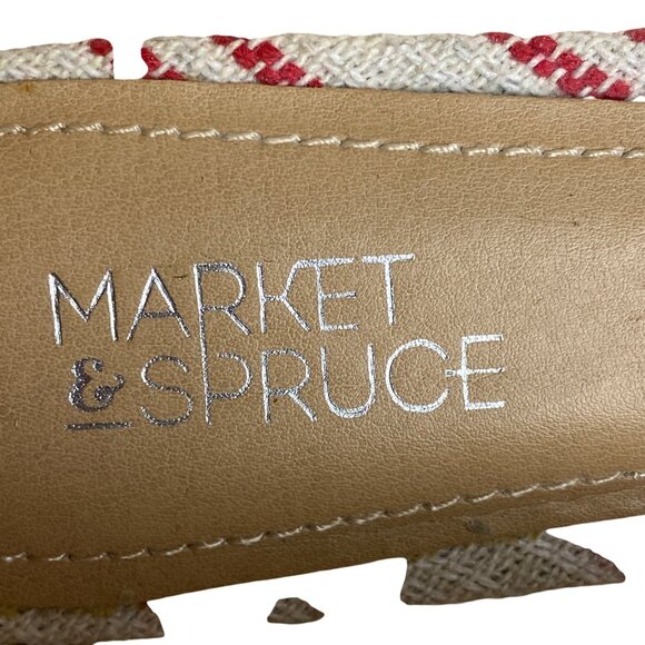 Market & Spruce Womens Striped Canvas Flats Size 6 Red & Black cream - Picture 4 of 8